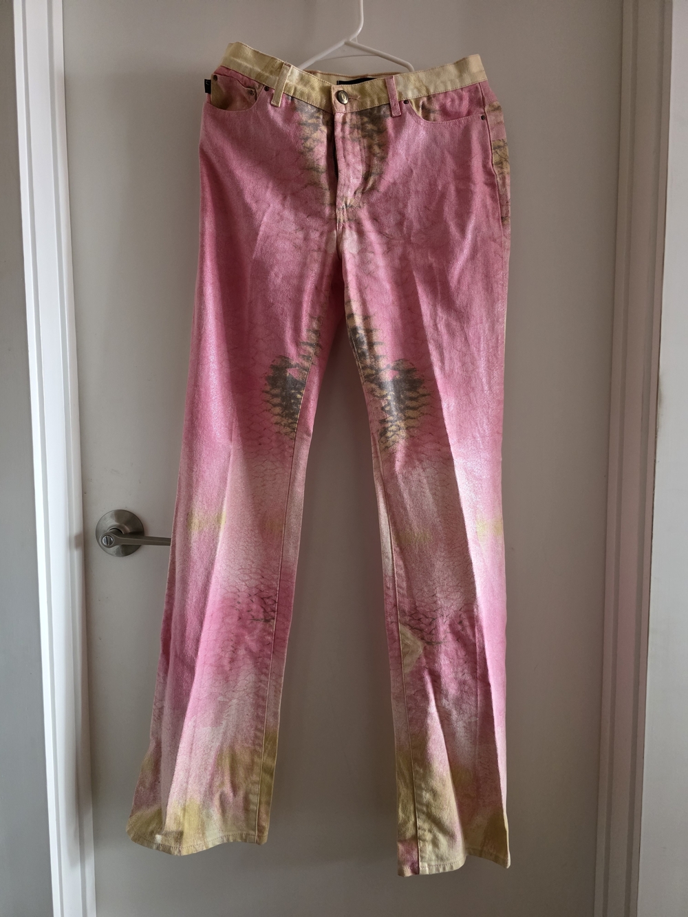 Just Cavalli Pink and Yellow Tie-Dye Bootcut Jeans